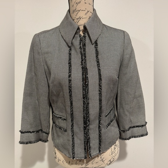 Magaschoni textured short jacket blazer Women’s size 10 Gray Black - Picture 1 of 10